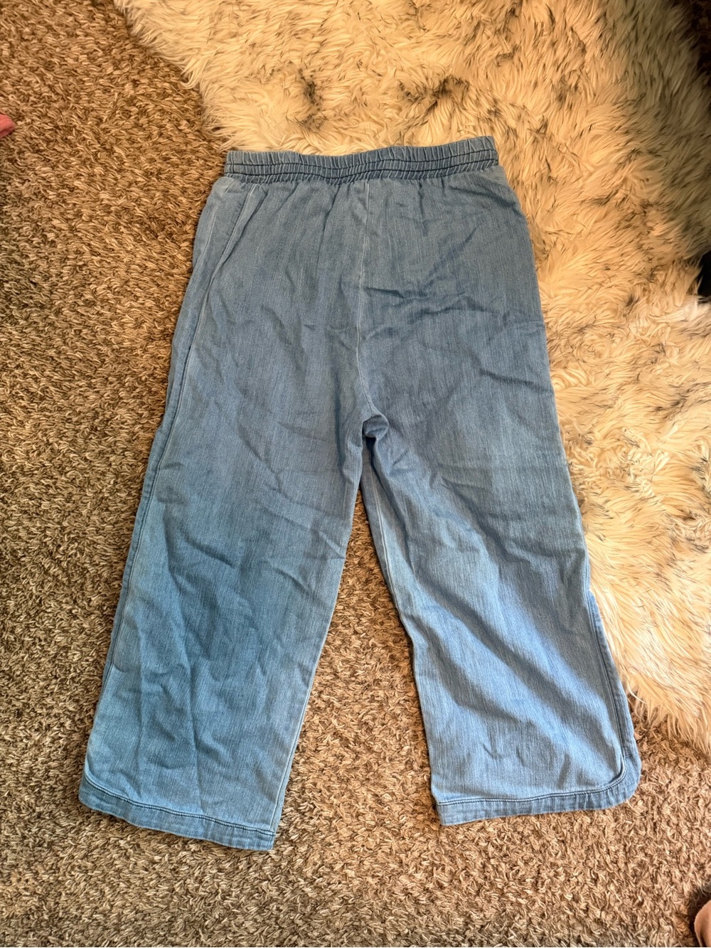 Three Bird Nest Light Blue Elastic Waist Pants - Picture 3 of 4